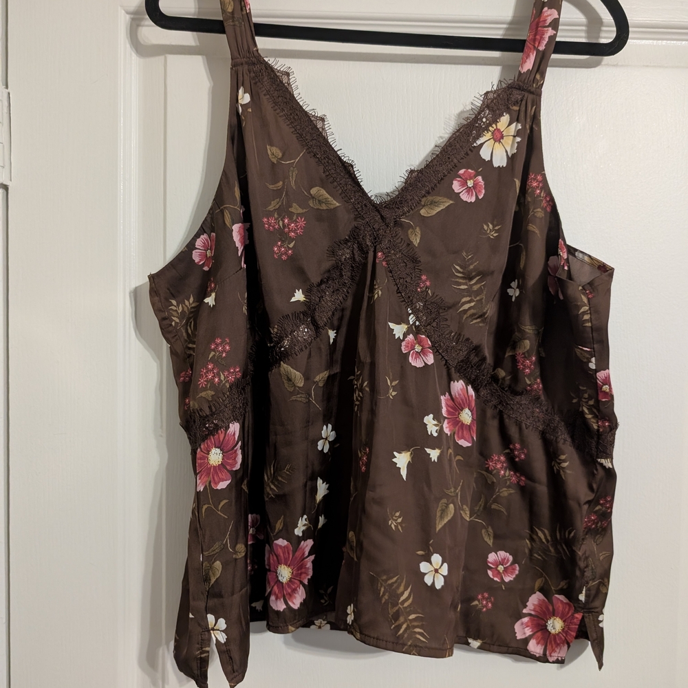 Floral Brown Sleeveless Top